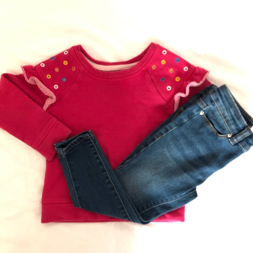 Toddler - Pink Ruffle Sweatshirt Bundle - 3T